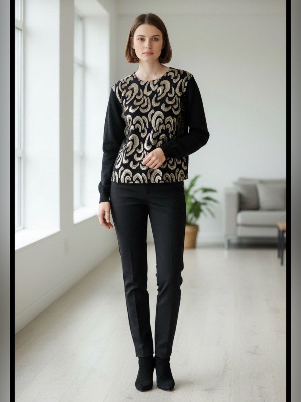Vintage Boston Maid Women’s Size 14‎ Gold Black Blouse Elegant Dark Romantic